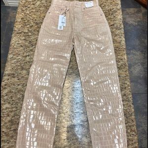 TOPSHOP cropped metallic croc pants